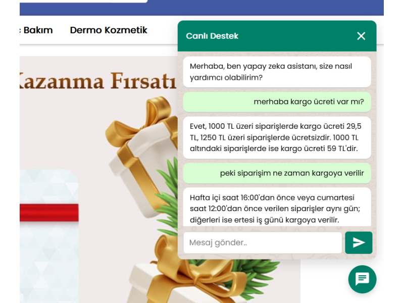 Prestashop Yapayzeka Soru/Cevap Botu